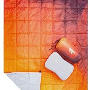 Grove Insulated Down Outdoor Blanket | Large 80’’ x 54’’ Warm Camping Blanket w/ Inflatable Pillow | Waterproof Cold Weather Puffy Blanket | Packable for Travel, Backpacking, Picnic, Stadium