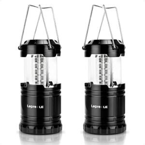 Lepro LED Camping Lanterns Battery Powered, Collapsible, IPX4 Water Resistant, Outdoor Portable Lights for Emergency, Hurricane, Storms and Outages